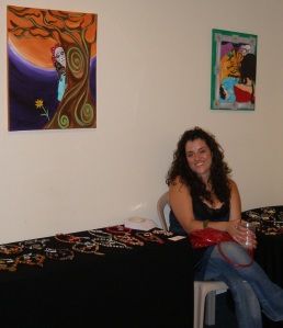 Sarah & her jewelry/paintings
